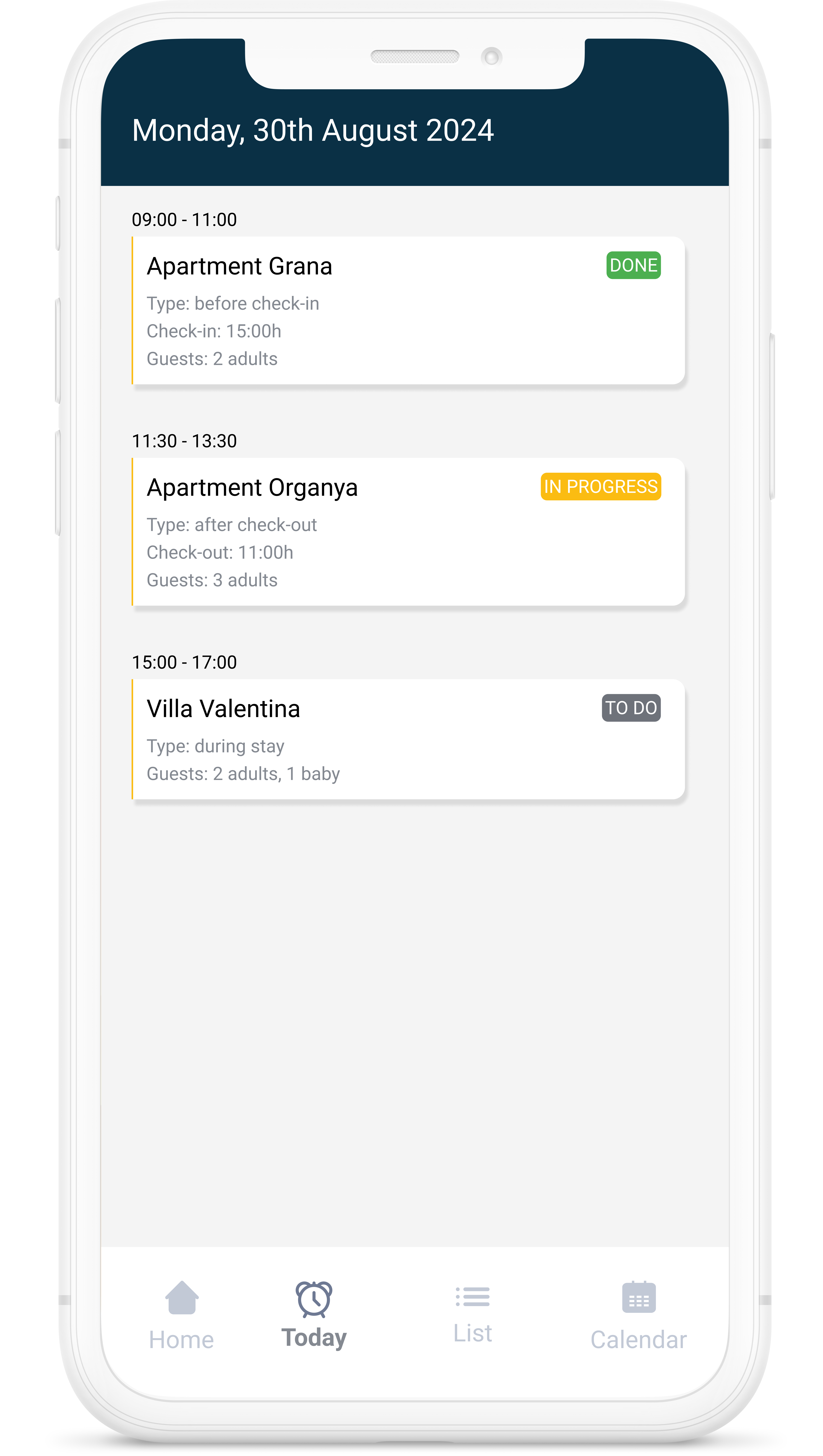 Dispositiu mòbil on es mostra el pla setmanal de totes les neteges assignades a l'app d'Icnea